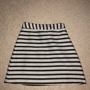 Black and white striped mini skirt.